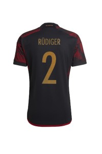 Saksa Antonio Rudiger #2 Jalkapallovaatteet Vieraspaita MM-kisat 2022 Lyhythihainen